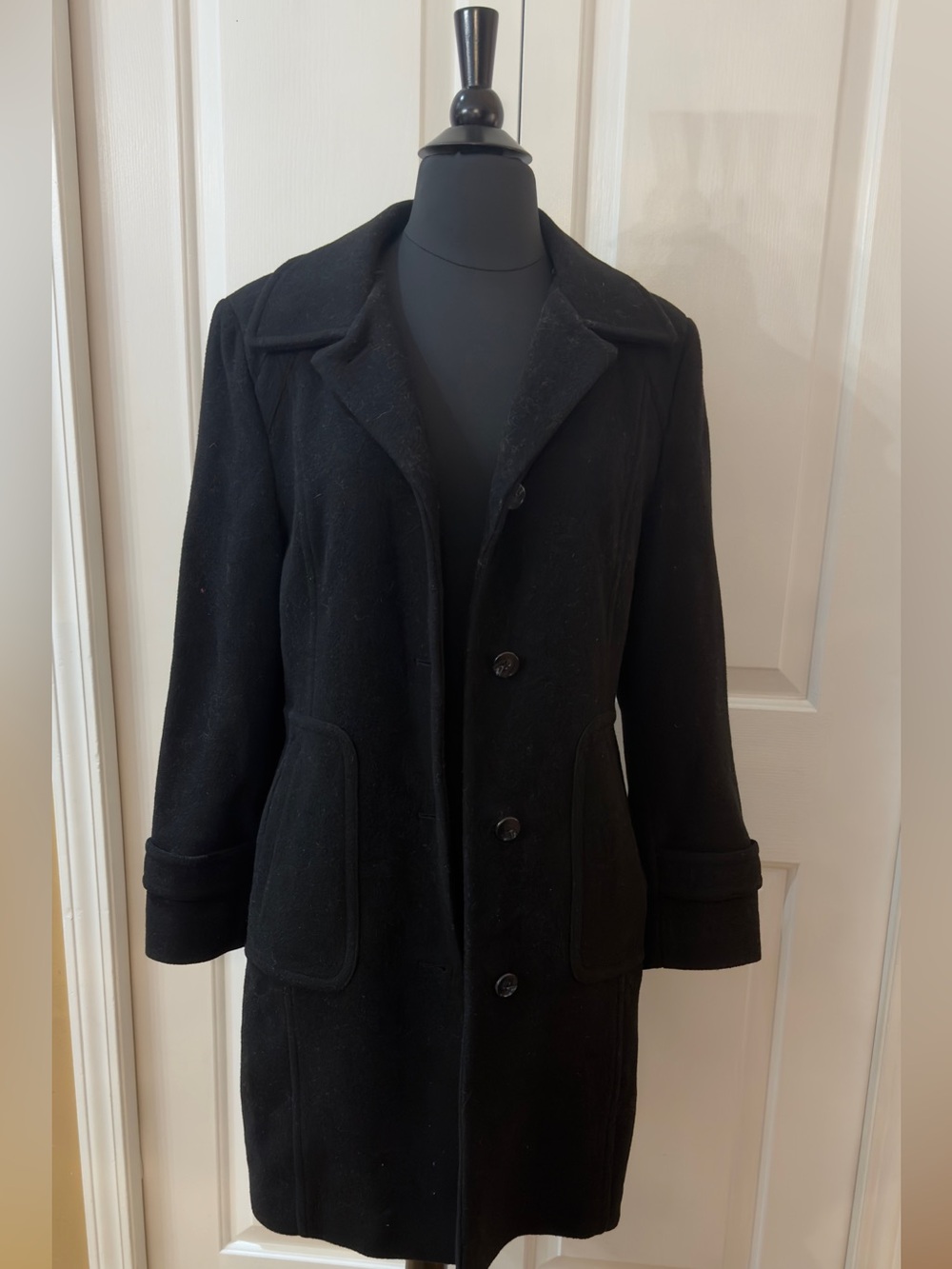Utex Black Women's Wool Pea Coat